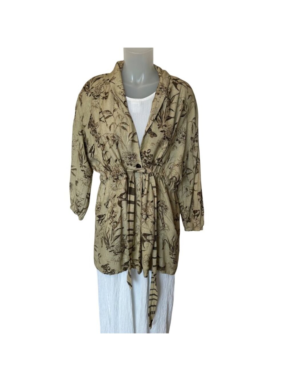 Cord Studios India Bird Floral Print Womens O/S Topper Tunic Top Bohemian Artsy